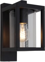 Olucia Amalie - Moderne Buiten wandlamp met schemersensor - Aluminium/Glas - Zwart