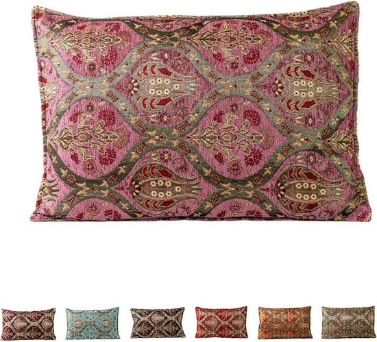 Decoratieve kussenhoes met ritssluiting voor de slaapkamer, bankkussen, perfect voor woondecoratie verkrijgbaar in meerdere maten en kleuren, 40 x 60 cm, roze