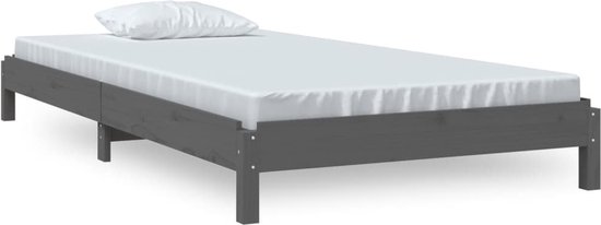 vidaXL - Bed - stapelbaar - 75x190 - cm - massief - grenenhout - grijs