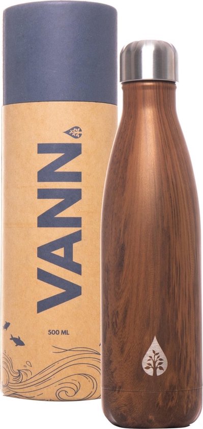 Bouteille d'eau avec paille et bec verseur bouteille de sport 500ml - Bouteille d'eau - VANN bouteille thermos  - Bois