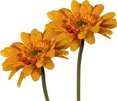 Viv! Home Luxuries Gerbera - 2 stuks - zijden bloem - licht oranje - 55cm
