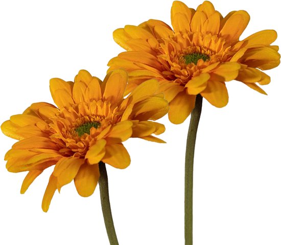 Foto: Viv home luxuries gerbera 2 stuks zijden bloem licht oranje 55cm