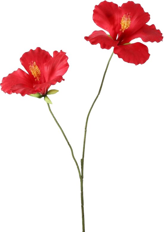 Viv! Home Luxuries Hibiscus - zijden bloem - rood - 83cm