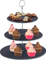 Ardoise étagère Relaxdays - 3 étages - plat de service - étagère cupcake - high tea - 30 cm