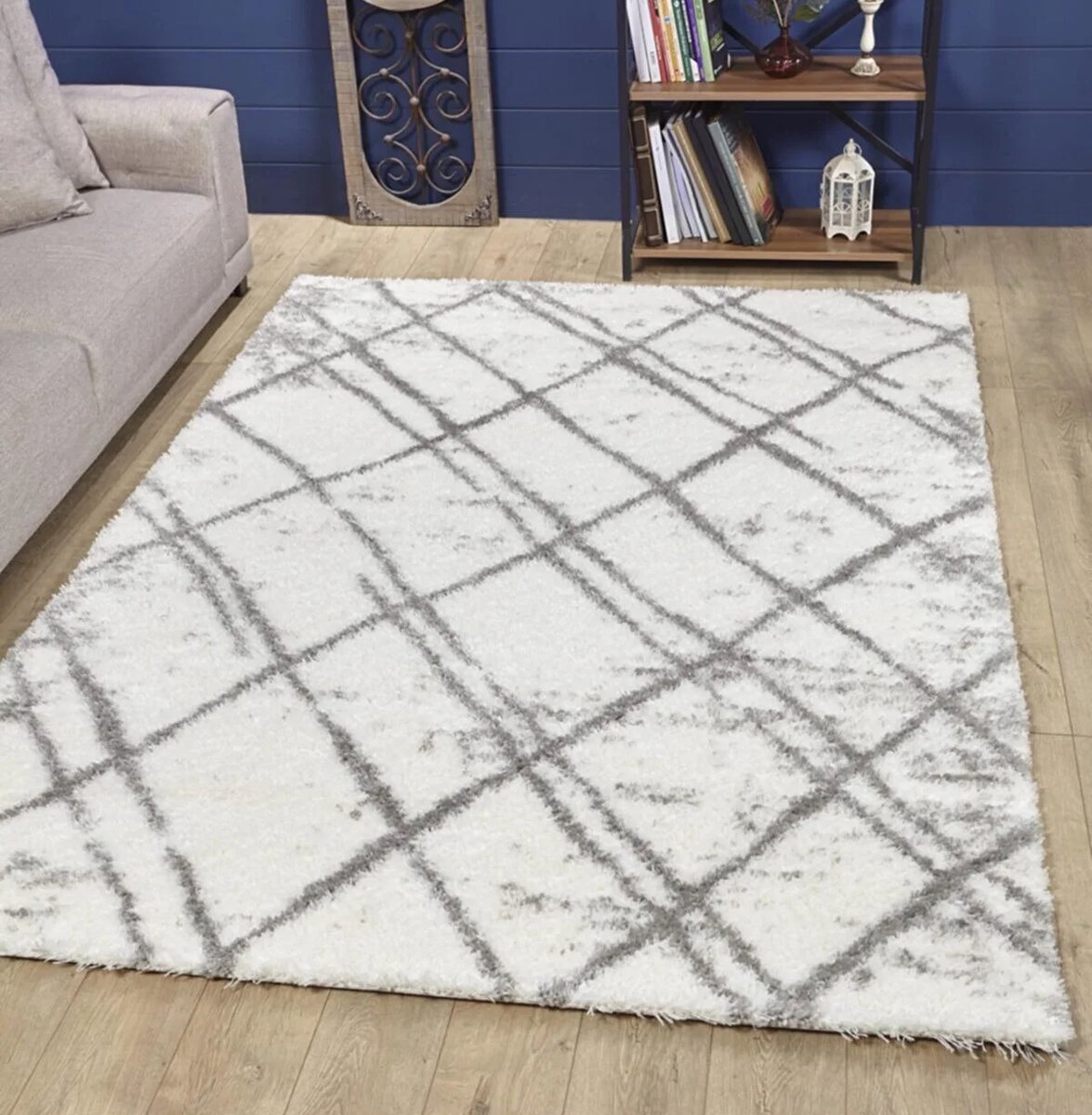 REE - Creme-Grijs - 140x200cm - Hoogpolig vloerkleed