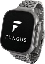 Fungus - Smartwatch bandje - Geschikt voor Apple Watch 42 / 42 / 45 / 49 mm - Series 1 2 3 4 5 6 7 8 9 SE Ultra iWatch - Metaal - Grof - Zilver