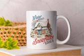 Mug Vœux d'hiver et baisers de flocons de neige - Noël - Cadeau - Cadeau - Saison des fêtes - Joyeux Noël - Arbre de Noël - Pays des merveilles d'hiver - Salutations des saisons - Joyeuses fêtes - Joyeuses fêtes