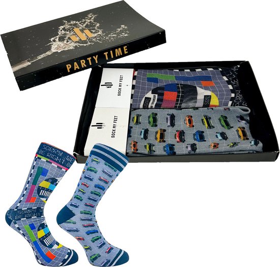 Sock My Feet geschenkdoos sokken heren 39 42 - cadeau voor man - duurzaam - naadloos - Oldtimers No Signal