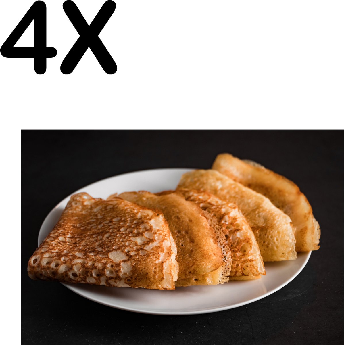 BWK Textiele Placemat - Traditionele Crepes met Donkere Achtergrond - Set van 4 Placemats - 45x30 cm - Polyester Stof - Afneembaar