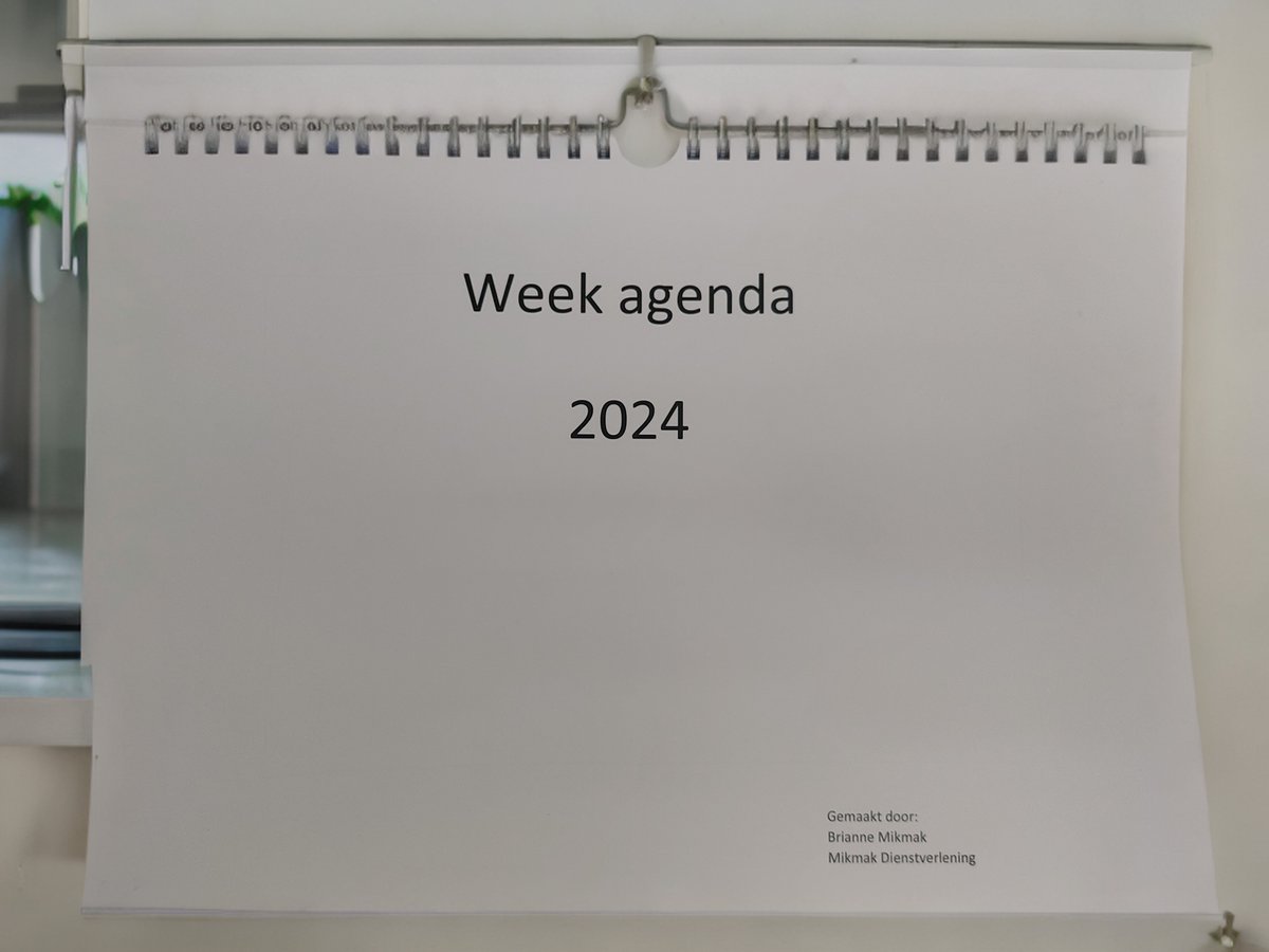Mikmak - Prikkelarme week agenda - A4 - Voor aan de muur