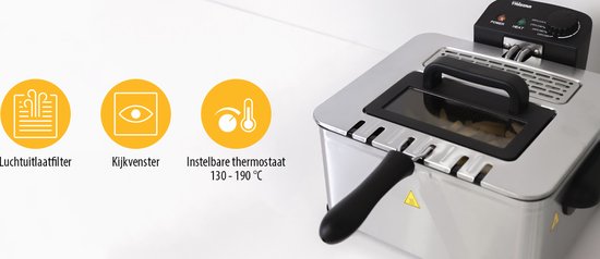Tristar Frituurpan 5 liter - FR-6949 - Friteuse 2000W - 1 grote, 2 kleine manden, kijkvenster - RVS