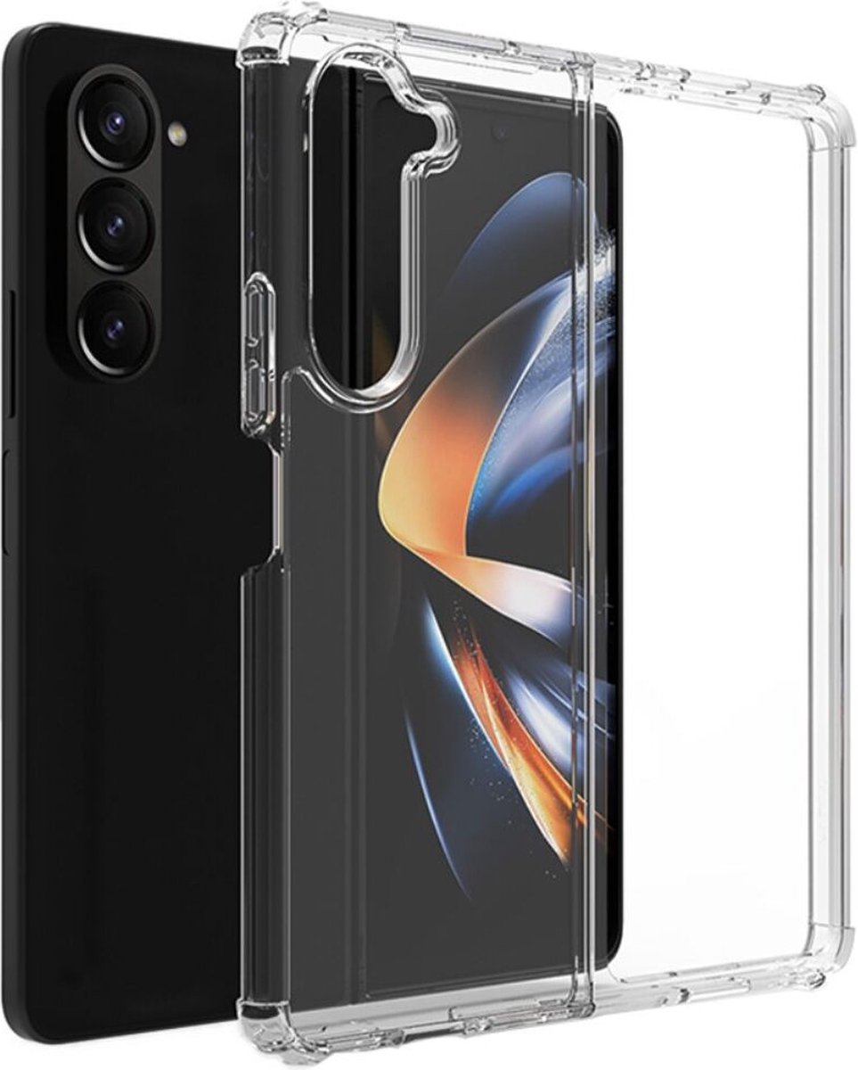 Geschikt voor Samsung Galaxy Z Fold 5 Schokbestendig Back Cover Hoesje - Transparant