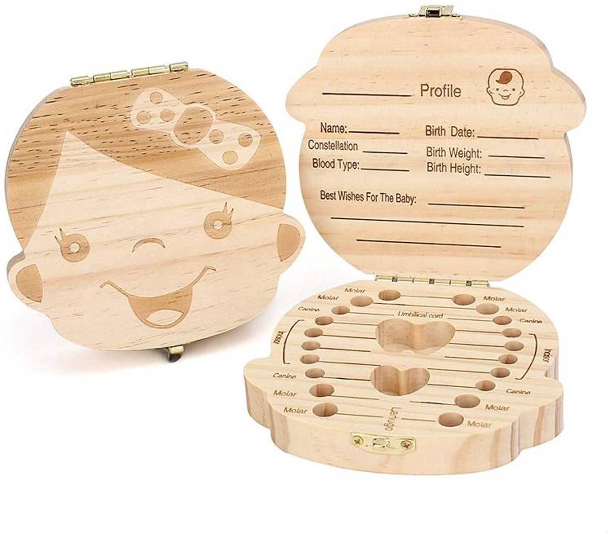 Goedkoopste Tandendoosje - Tanden doosje - Meisjes - Girl - Kraamcadeau - Tandenbakje - Tanden bewaren - Melktandjes - Toothbox - Wood - Hout