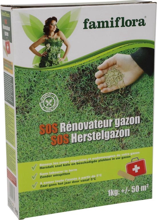 Herstelgazon SOS 1Kg: +/- 50m² - Voor bijzaaien bestaand gazon