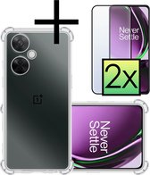 Hoes Geschikt voor OnePlus Nord CE 3 Lite Hoesje Siliconen Cover Shock Proof Back Case Shockproof Hoes Met 2x Screenprotector - Transparant