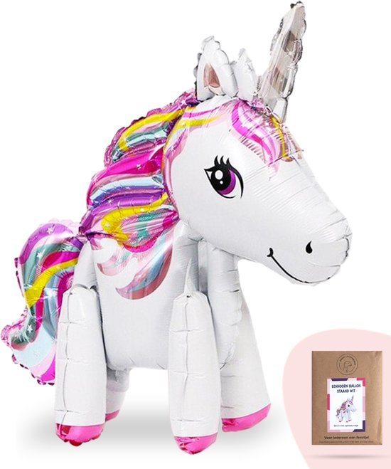 Foto: Unicorn ballon 58cm wit roze folieballon opblaasbaar unicorn eenhoorn versiering verjaardag kinderfeestje decoratie geschikt voor helium