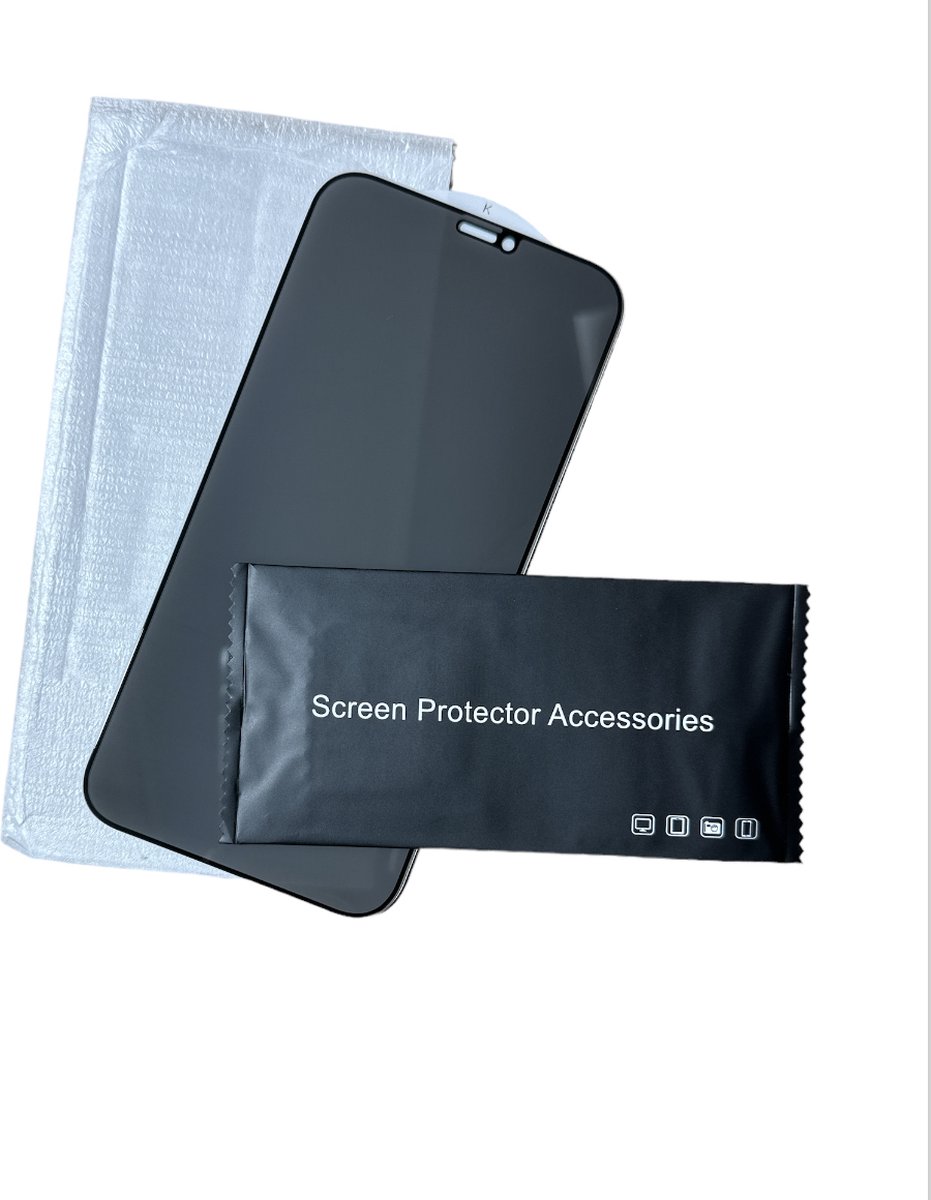 Privacy screenprotector voor iPhone 14 - Fullcover screenprotector - Donker gehard glas