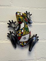 Decoratieve wanddecoratie "salamander" - meerkleurig - hoogte 20 cm x 16 x 12 cm - polyresin - Woonaccessoires - Tuinaccessoires