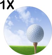 BWK Luxe Ronde Placemat - Golfbal Ligt Klaar op het Gras - Set van 1 Placemats - 50x50 cm - 2 mm dik Vinyl - Anti Slip - Afneembaar