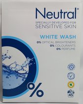 Neutral Wasmiddel - Wit - 0% - Parfumvrij Waspoeder - 45 wasbeurten - Wasmiddel - Voordeel Set 2 Stuks