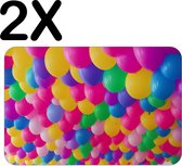 BWK Luxe Placemat - Feestelijke Ballonnen in Veel Kleuren - Set van 2 Placemats - 45x30 cm - 2 mm dik Vinyl - Anti Slip - Afneembaar
