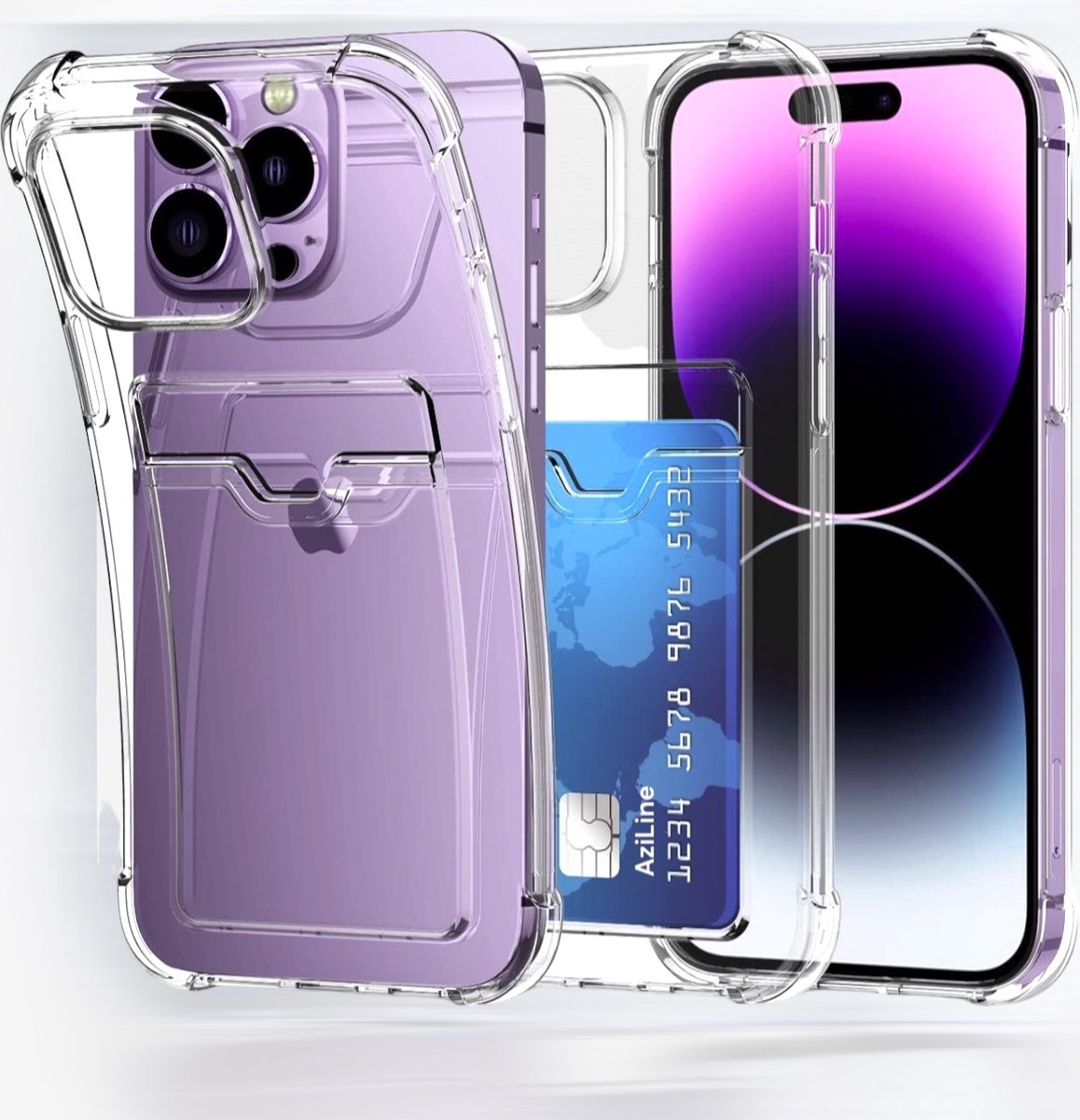 iPhone 14 Pro Ultieme Shockproof Kaarthouder Case! Ontdek de Transparante Luxe en Kracht Bescherming, Maximaal Stevig en Premium Kwaliteit.