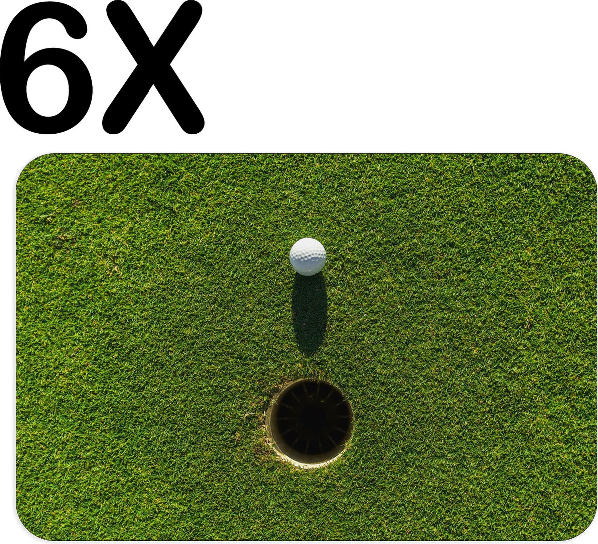 BWK Stevige Placemat - Golfbal Bijna in het Putje - Set van 6 Placemats - 45x30 cm - 1 mm dik Polystyreen - Afneembaar