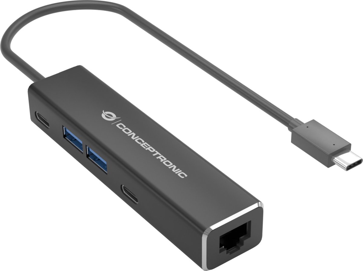 Conceptronic ABBY14B laptop dock & poortreplicator Bedraad USB 3.2 Gen 1 (3.1 Gen 1) Type-C Grijs