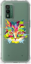 Silicone Case Nokia XR21 Smartphone hoesje met doorzichtige rand Cat Color