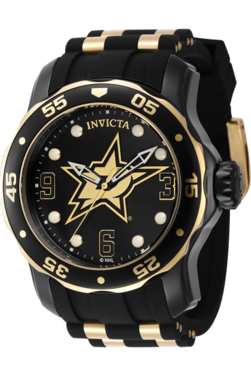 Invicta NHL - Dallas Stars 42325 Heren Horloge - Waterdicht - Analoog - Quartz Uurwerk - Roestvrij Staal met zwarte Wijzerpla