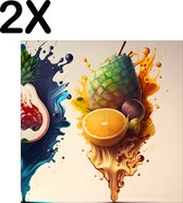 BWK Textiele Placemat - Fruit Splashes Art - Set van 2 Placemats - 50x50 cm - Polyester Stof - Afneembaar