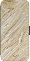 Bookcase hoesje met pasjes - Geschikt voor Samsung Galaxy S21 FE - Golden Marble - Goud - Marmer - Kunstleer - Casevibes