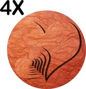 BWK Stevige Ronde Placemat - Hartjes van Schaduw - Set van 4 Placemats - 40x40 cm - 1 mm dik Polystyreen - Afneembaar