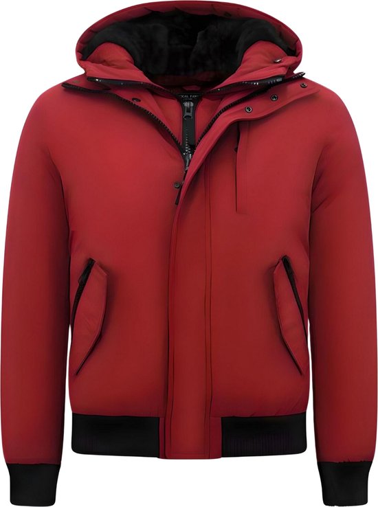 Jassen Heren Winter Capuchon - Gewatteerde Jassen - 7015 - Rode Jas