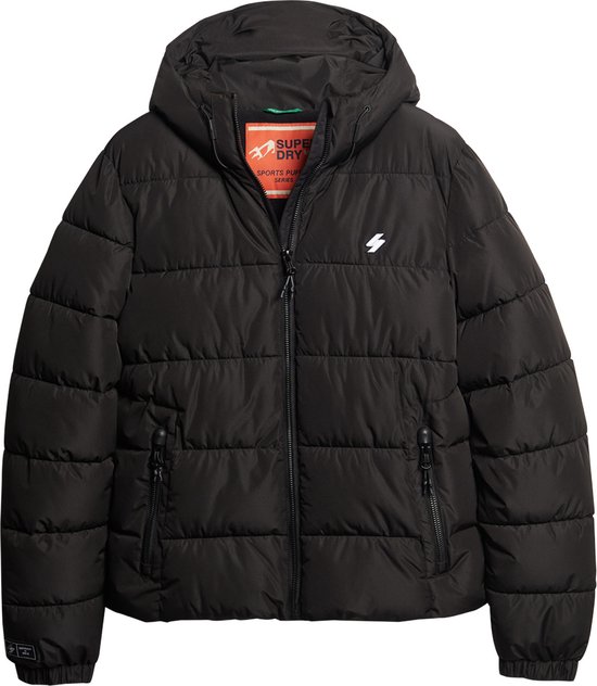 Superdry Hooded Sports Puffr Jacket Heren Jas - Black - Maat Xl