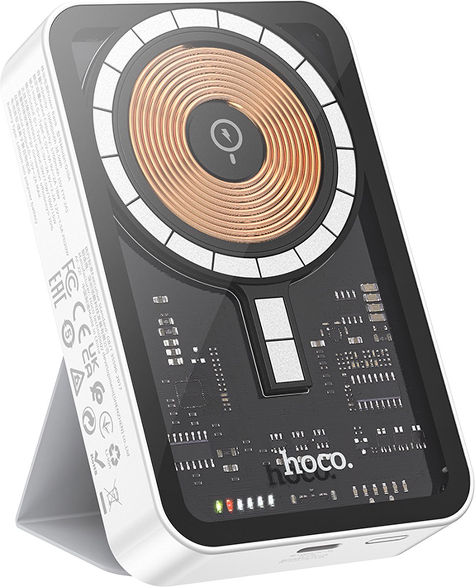 Hoco Powerbank 10000 mAh - Draadloze Oplader geschikt voor MagSafe - 20W - Wit