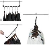 2 sets multifunctionele kledinghanger - 10 stuks kledinghanger en 2 stuks 5 in 1 hanger - Zwart - Ruimtebesparend - Kledingkast - Caravan - Camper - Camping