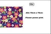 10x Zakdoek / Bandana flower power print 70cm x 70cm - Festival thema feest party fun optocht bloemen