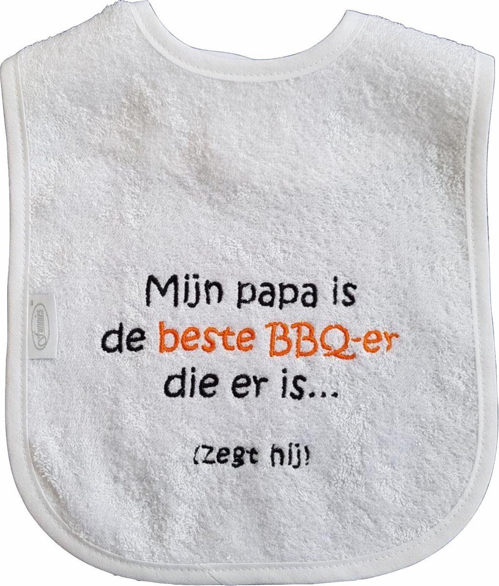 Witte slab met "Mijn papa is de beste BBQ-er die er is (zegt hij)" - vaderdag, pappa, barbecue, zomer, eten, barbeque