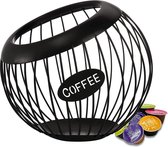 Zwarte koffiecapsule mand, koffie capsule houder, metalen opslag, K-kopjes en espresso, koffie pod-houder, mand, grote inhoud, koffiedispenser voor toonbank en koffiebar