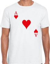 Bellatio Decorations casino thema verkleed t-shirt heren - harten aas - wit - poker t-shirt XL