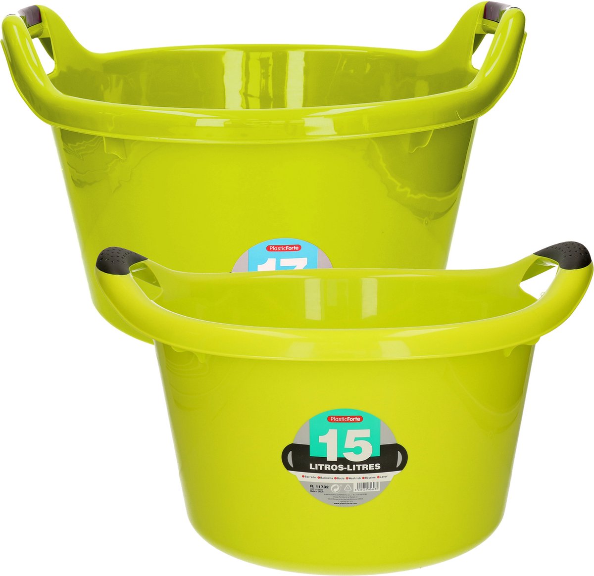 Goedkoopste Afwasbak teil - set van 2 formaten - 15 en 17 liter - groen - kunststof