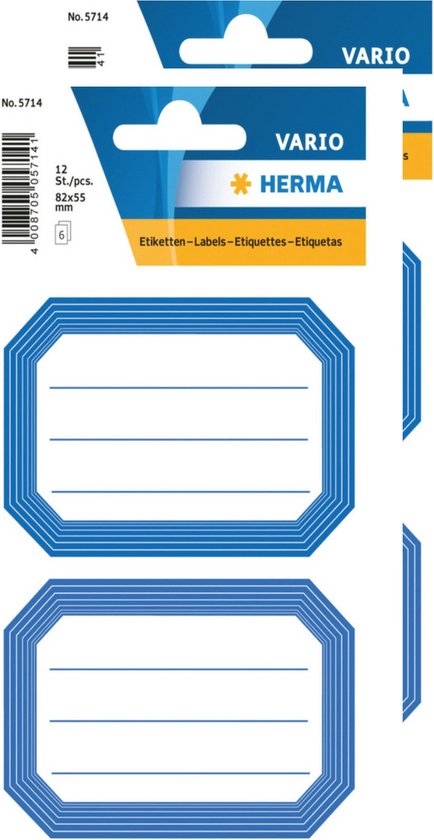 Herma Schoolboeken etiketten - stickers - 24x - blauw/wit - 8.2 x 5.5 cm