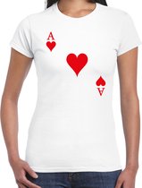 Bellatio Decorations casino thema verkleed t-shirt dames - harten aas - wit - poker t-shirt XL