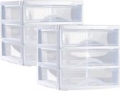 Plasticforte Ladeblokje/bureau organizer 2x lades - wit/transparant - L18 x B21 x H17 cm - plastic