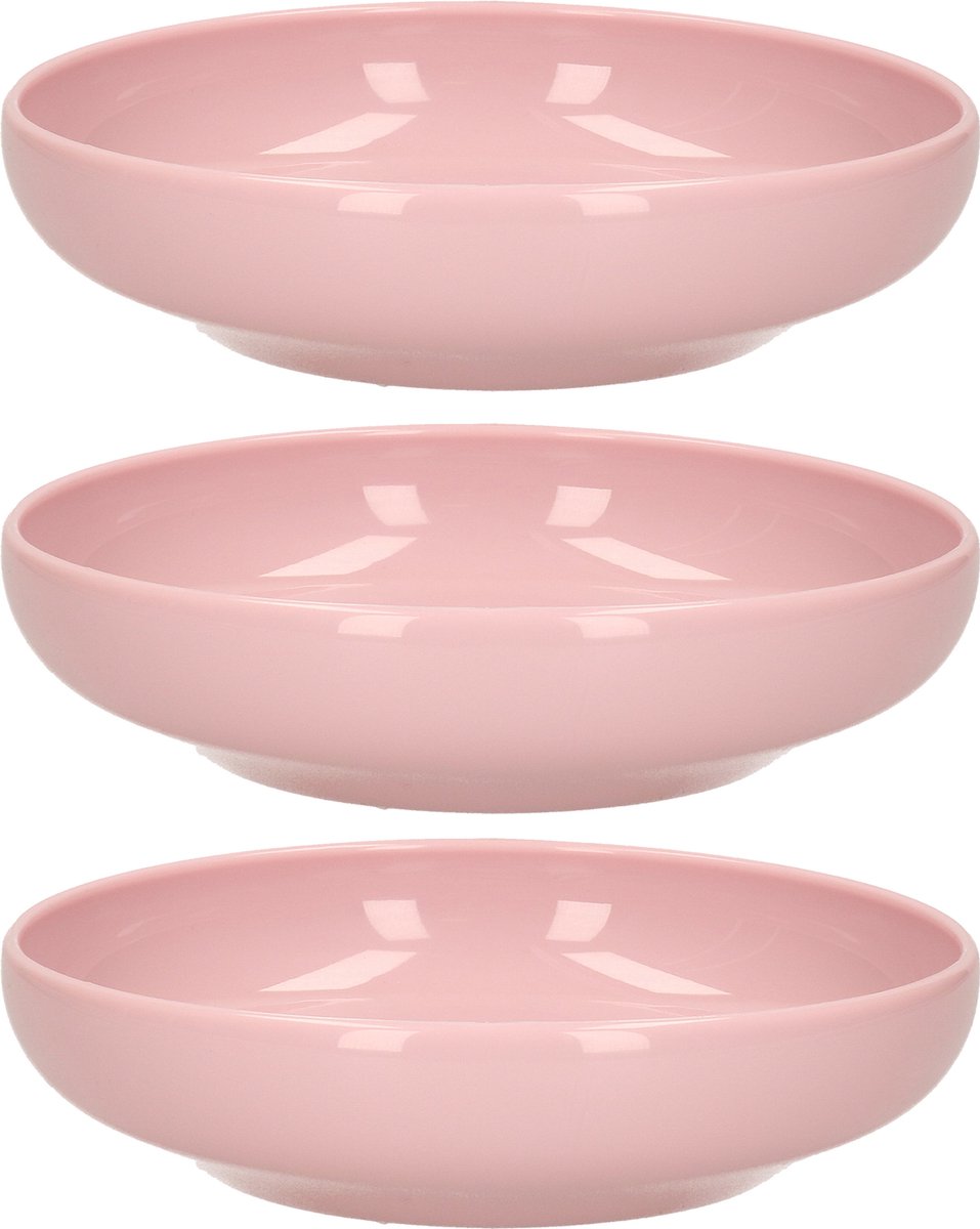 Plasticforte Kommetje/schaaltje - 6x - pastel roze - D16 x 4 cm - 520 ml - kunststof