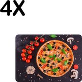 BWK Stevige Placemat - Compositie van een Pizza en Beleg - Set van 4 Placemats - 35x25 cm - 1 mm dik Polystyreen - Afneembaar