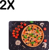 BWK Flexibele Placemat - Compositie van een Pizza en Beleg - Set van 2 Placemats - 35x25 cm - PVC Doek - Afneembaar