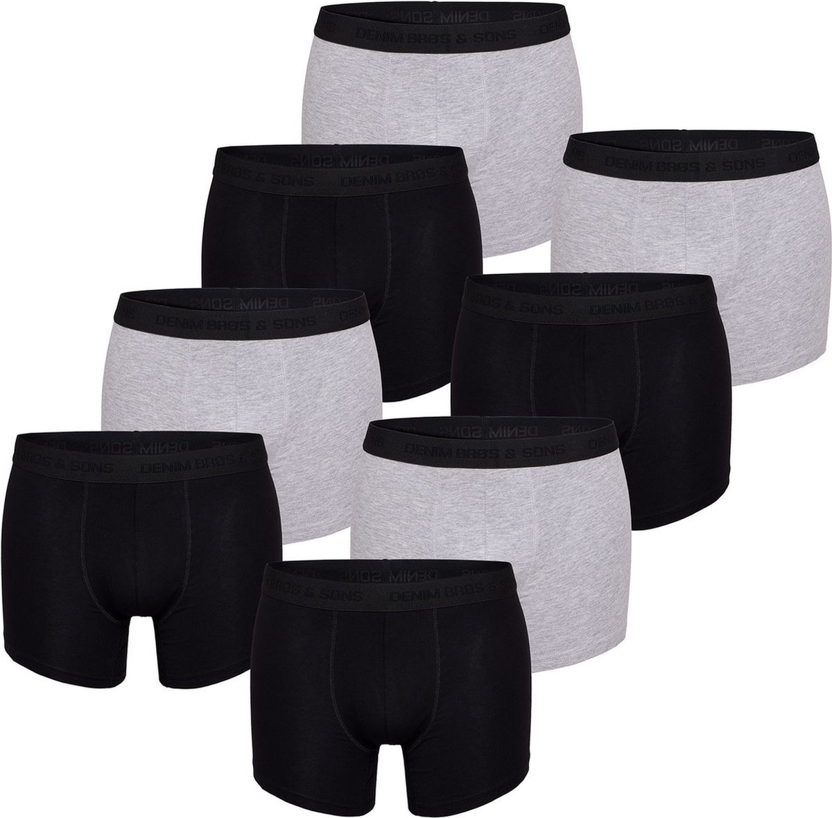MG-1 Denim Brøs. Boxershorts Heren 8-Pack Effen Zwart/Grijs #11 - Maat 3XL