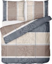 Flanellen beddengoed, 135 x 200 cm, 2-delig, behaaglijk beddengoed, taupe, beige, 100% katoen, kussensloop 80 x 80 cm + dekbedovertrek 135 x 200 cm